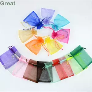 GREA 50 Chiếc 9x12cm Túi Quà Tặng Nhiều Màu Sắc Trong Suốt Hộp Kẹo Sheer Organza