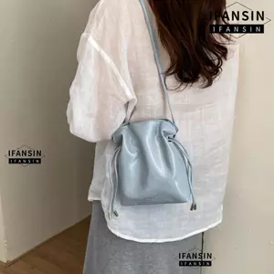 Túi xô dây rút FANSIN, Túi đeo chéo bằng da PU đám mây, Túi đeo vai Mini nhẹ nhiều màu mềm mại dành cho nữ