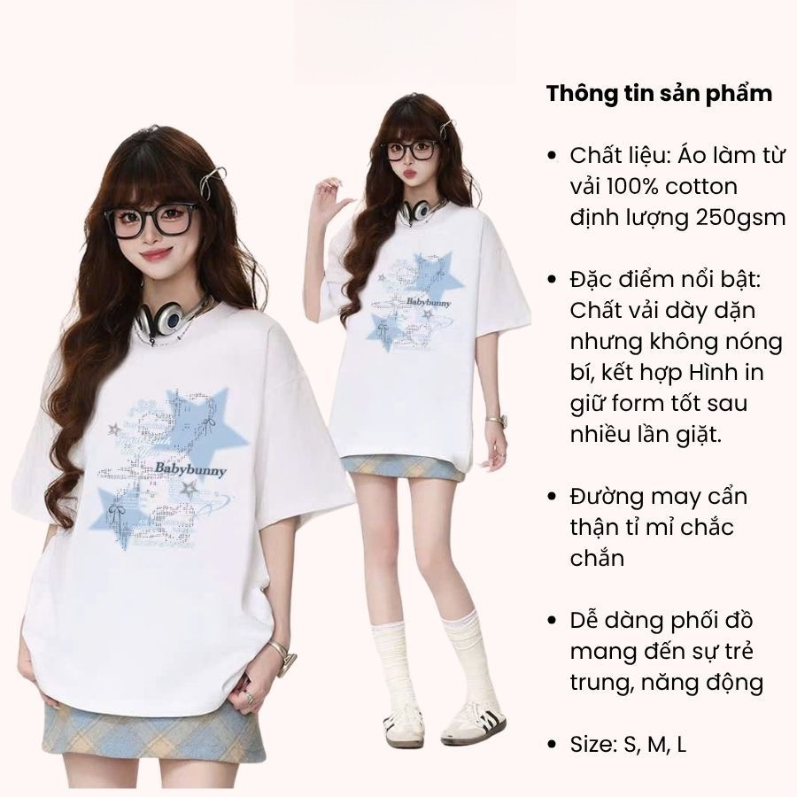 （Giao hàng 24h）Angela Áo Phông Nữ Form Rộng Tay Lỡ 100% Cotton 220gsm | T-Shirt Unisex Phong Cách Hàn Quốc AT112
