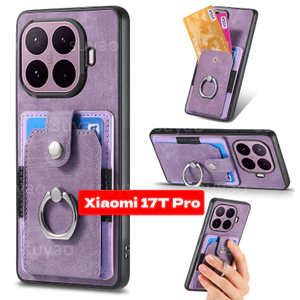 Dành Cho Xiaomi 17T Pro 17TPro 2026 Ốp lưng Lật Khe Cắm Thẻ Da Nhẫn Giá Đỡ Vỏ Xiaomi17TPro Xiaomi17T Từ Tính Chống Sốc Ví Retro Ốp Lưng
