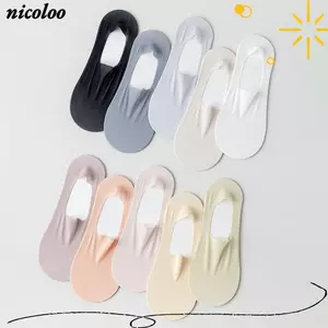 NICOLOO 1 Đôi Tất Ngắn Vô Hình, Tất Thuyền Không Dấu Vết Miệng Nông, Vớ Mắt Cá Chân Mỏng Thoáng Khí Chống Trơn Trượt Cho Mùa Hè