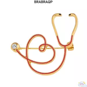 Trâm cài trang trí BRARAA, Trâm cài trái tim nhẹ tông màu vàng, Hợp kim màu đỏ Men Rhineston Quần áo Pin Chủ đề