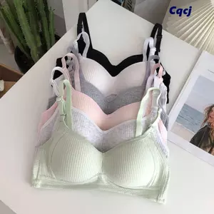 Áo ngực mỏng CQCJ, Áo ngực Cotton màu trơn thoáng khí, không có vòng thép thoải mái khi mặc đồ lót đẩy liền mạch