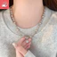 Vòng cổ ngọc trai đường vuông, dây chuyền áo len nữ, vòng cổ cao cấp