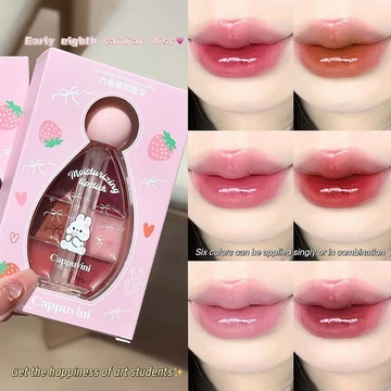 CAPPUVINI Gương Sáu Màu Son Thạch Nước Bóng Học Sinh Mỹ Phẩm Glaze Làm Đẹp Son Môi Trang Điểm