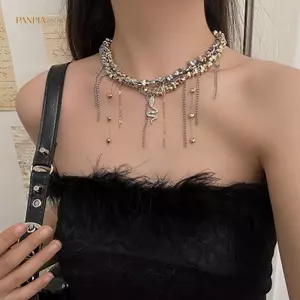 PNPIA- Xu Hướng Thời Trang Phụ Kiện Không Đều Đính Hạt Tay Tình Yêu Viền Serpentine Mặt Dây Chuyền Mix Nelace Thép Không Gỉ Trang Sức