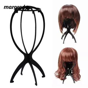 Giá đỡ tóc giả gấp di động MARGREDY, Giá đỡ đầu bằng nhựa rỗng có thể điều chỉnh, Dụng cụ trưng bày tóc giả ổn định bằng nhựa có thể gập lại