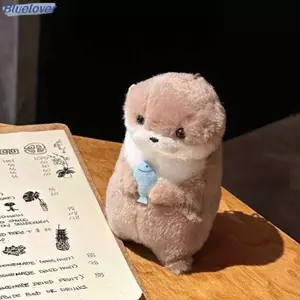 Bluelover Hoạt Hình Dễ Thương Otters Cầm Cá Búp Bê Sang Trọng Có Dây Xích Mới