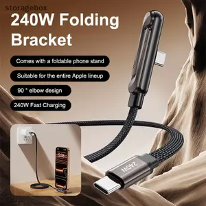 Cáp sạc có thể gập lại có chân đế tích hợp Cáp sạc nhanh Máy tính bảng điện thoại Cáp dữ liệu siêu nhanh 240W Giá đỡ điện thoại 1PC Đẹp