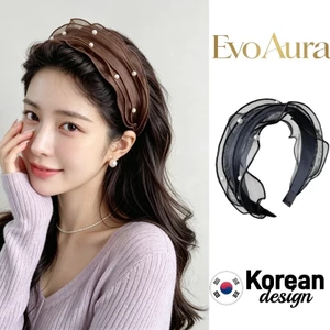 Organza Hàn Quốc Xù Băng đô rộng Slender Face Look Pearl Hairband