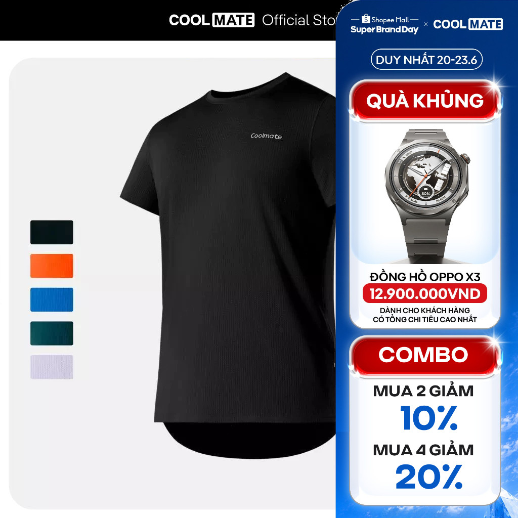[MUA 4 GIẢM 20%]Áo thun thể thao chạy bộ Essential I thoáng khí Coolmate