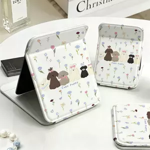 Gương gấp mini họa tiết chó thỏ hoa nhỏ gương hoạt hình xinh