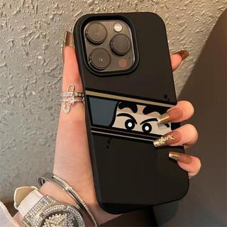 Ốp lưng iPhone 16 13 14 11 15 Pro Max hình Crayon Shin-chan nhìn trộm, chất liệu mềm mờ, tương thích với iPhone 11, 12,