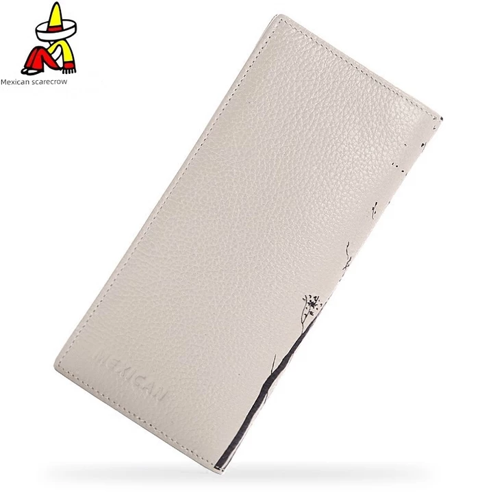 Women's Korean-Style Genuine Leather Long Wallet – Beige – 2