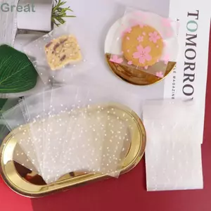 TUYỆT VỜI 100 Chiếc Túi Đóng Gói Ăn Nhẹ, Túi Quà Tặng Kẹo Trong Suốt Tự Dính, Chấm Nhựa Sakura Bánh Quy Nướng Bánh Bao Bì Túi Quà Giáng Trang Trí Tiệc Ủng Hộ