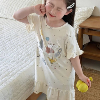Váy ngủ bé gái dễ thương - đồ mặc nhà trẻ em mỏng nhẹ họa tiết hoạt hình thoáng mát mùa hè