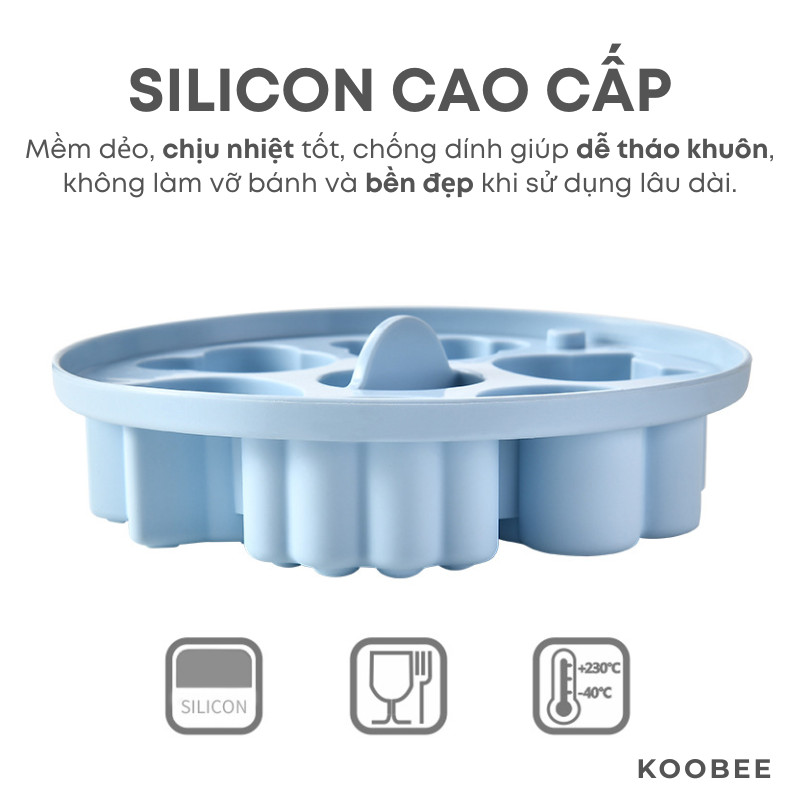 Khuôn Silicon Làm Bánh Hình Gấu Chó Mèo Có Nắp KOOBEE - Khuôn Bánh Hấp, Làm Thạch, Socola, Đá Viên Ăn Dặm | 401