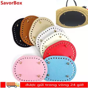 SAVORBOX Túi hình bầu dục đáy, Phụ kiện túi xách bằng da PU 14,5cm * 11cm, với 36 lỗ Chất liệu DIY Bộ phận túi móc Phụ nữ