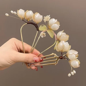 Hanfu Mới Phong Cách Trung Hoa Mộc Lan Kẹp Tóc Nữ Bước Lắc Tua Rua Cao Cấp Kẹp Tóc Ánh Sáng Sang Trọng Retro Sườn Xám Phong Cách Trung Hoa Phụ Kiện Tóc