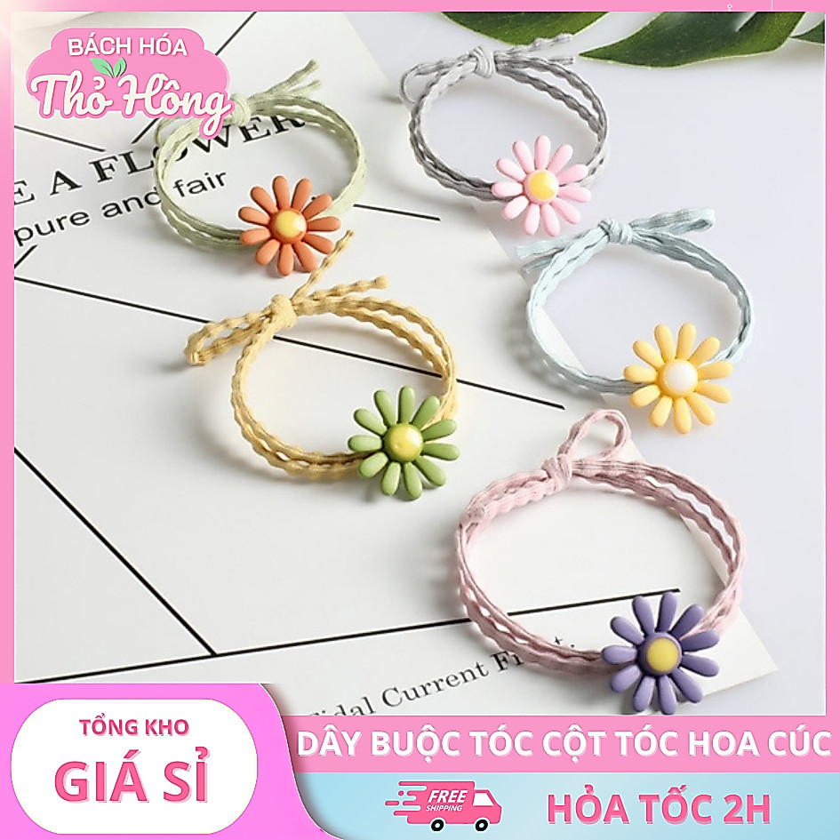Combo 10 thun buộc tóc hoa cúc siêu dễ thương giá chỉ từ 1k 1 thun