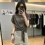 Áo thun buộc dây màu cam mùa hè phong cách Hàn Quốc in chữ dáng rộng ngắn hẹp