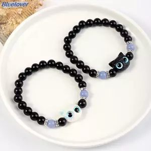 Bluelover Dễ Thương Mắt Lớn Mèo Dạ Quang Vòng Tay Dành Cho Nữ Hoạt Hình Động Vật Mặt Dây Chuyền Đính Hạt Tay Dây Chuyền Tình Bạn Cặp Đôi Vòng Tay Trang Sức Quà Tặng Mới