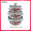 3 Miếng Nồi Tay Cầm Đôi Men Nồi Súp Có Nắp Stew Bean Simmer Nồi Chống Dính Nồi Thiết Kế Hoa Retro Độc Đáo Thích Hợp Cho Nồi Cảm Ứng G