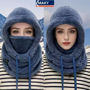MAKY Ấm Nhiệt Chống Gió Trượt Tuyết Hood Xe Máy Cực Lông Cừu Có Thể Điều Chỉnh Đi Xe Đạp Ne Cover Full Mặt nạ Mùa Đông VN