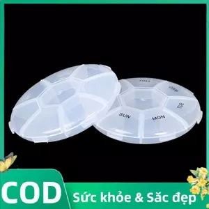 Trong kho tròn Pill Box 7 khe cắm Vòng Hàng Ngày Hàng Tuần Tablet Pill trường hợp Splitter Y COD