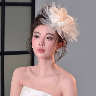 1 Chiếc Pháp Cao Cấp retro Lưới Hoa Lớn Cô Dâu Mũ Trùm Đầu