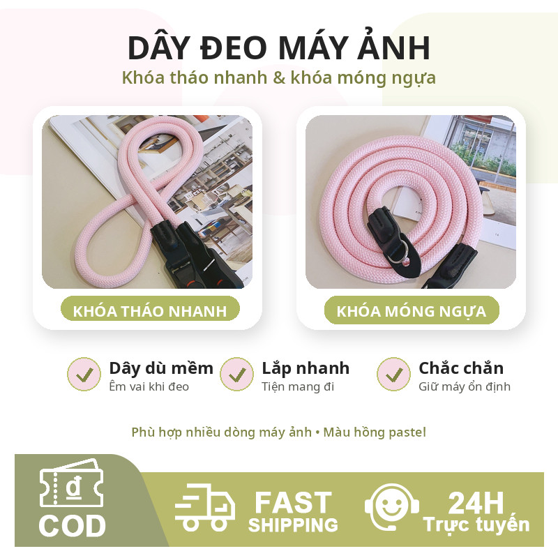 Dây Đeo Máy Ảnh & Điện Thoại Cao Cấp - Dây Đeo Chéo/Cổ Thời Trang, Màu Candy Pastel Dễ Thương