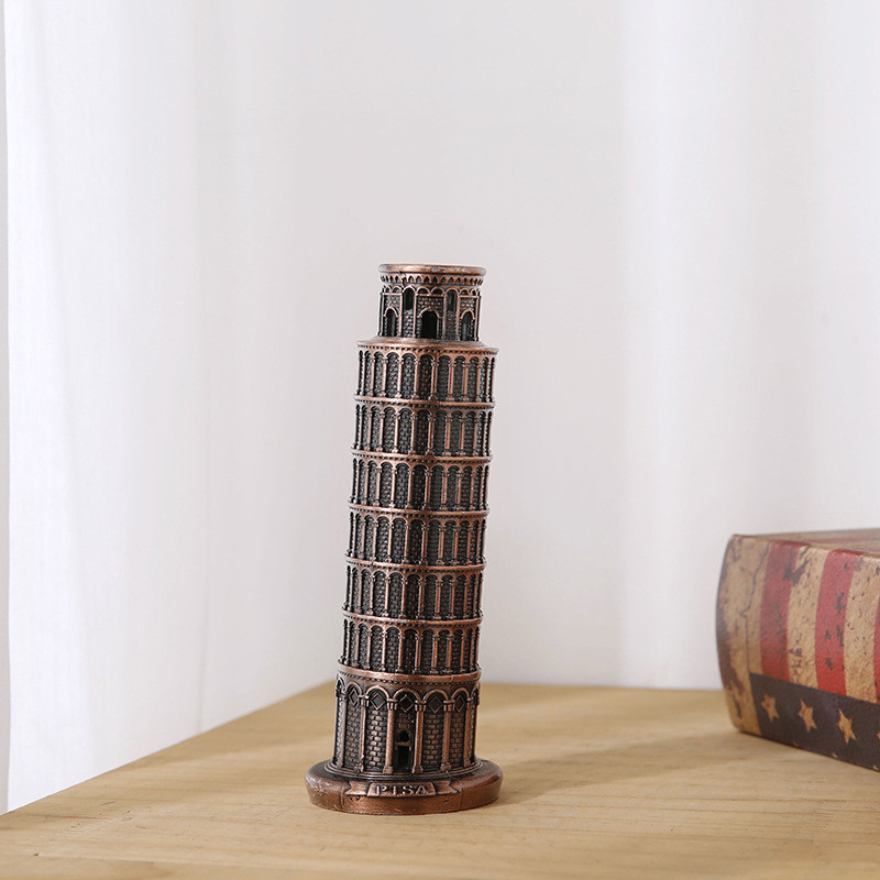 Mô hình kim loại tháp nghiêng Pisa để bàn BL79 tượng châu Âu cao 15 - 20cm