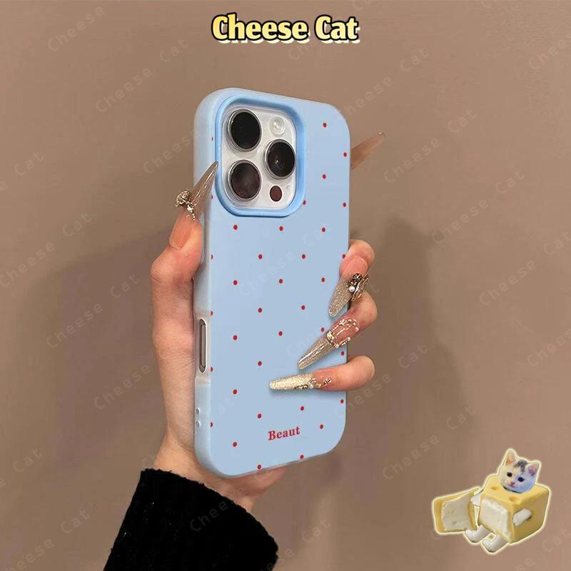 ins Ốp lưng iPhone toàn màn hình chấm đỏ cho iPhone 14 16 17 15 Plus 11 12 13 Pro Max XR Xs Max 7 8 Plus