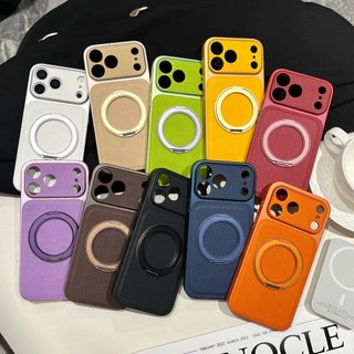Ốp Điện Thoại Da Mạ Điện Xoay 360 Độ Cho iPhone 17Promax 17Pro 13 14 15 16 Pro Max Chống Sốc Nam Nữ Vỏ Di Động