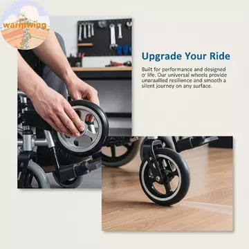 Warmwing Xe lăn Bánh trước Bánh xe thay thế 4 Inch Con lăn mịn có vòng bi cho xe lăn hàng ngày Hỗ trợ di động VN