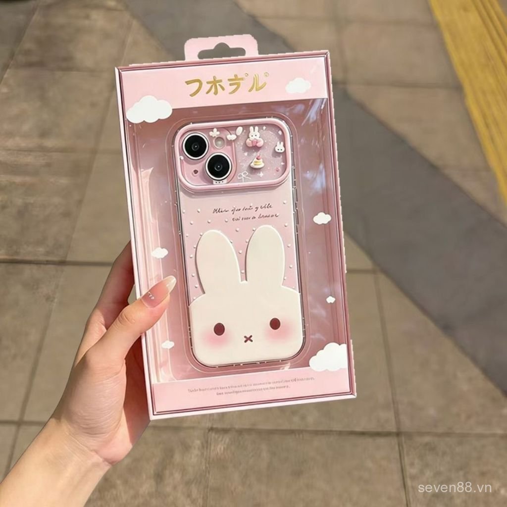 Ốp Điện Thoại Thích Hợp Cho iPhone 11 12 13 14 15 16 17 Pro max Polka Dot Bunny Side Love Vỏ Bảo Vệ Chống Sốc Bao Gồm Tất Cả FQMF