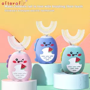 Bàn chải đánh răng điện AFTEROF, Đầu bàn chải silicon Bàn chải đánh răng trẻ em hình chữ U, Bàn chải đánh răng Sonic chống nước hoạt hình có thể sạc lại cho 2-6 tuổi