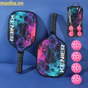 Bộ Mái Chèo Pickleball, Bộ Vợt Bóng Pickleball Tay Cầm Chống Sốc, Khả Năng Phục Hồi Cao Với 2 Vợt & 4 Quả Bóng Pickleball Bộ Vợt Phụ Kiện Thể Thao Ngoài Trời