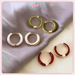 JRP 1 Cặp Phong Cách Hàn Quốc Thanh Lịch Dầu Thả Kim Loại Vòng Bông Tai Vintage Tròn Tai Bule Dành Cho Nữ Cổ Điển Tai Trang Sức Dự Tiệc Quà Tặng JRP