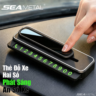 SEAMETAL Bảng số điện thoại xe hơi phát sáng 2 số che số nam châm ABS dán taplo