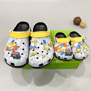 Dép sục classic Dinas Simpsons nam nữ và trẻ em cao cấp, Sục simpsons tặng kèm set jibbitz trang trí, sục màu trắng đen