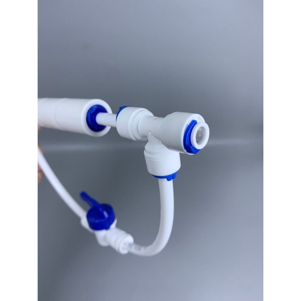 Van Sục Rửa Màng RO FORSETI Lắp Sẵn Gồm Van Thải, Van Xả Tay, 2 Cút T Cắm Nhanh Phi 6