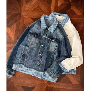Áo khoác denim nam thiết kế cổ gập lại, phong cách unisex chất lượng cao từ thương hiệu Mỹ.