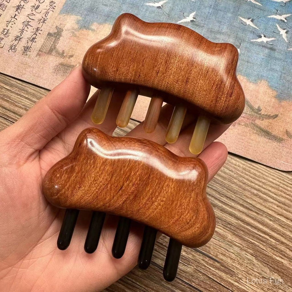 Gỗ Đàn Hương Sừng Đen Massage Lược Dễ Thương Mèo Con Đầu Tai Kinh Tuyến Bàn Chải Toàn Thân Máy Mát Xa Móng Vuốt Tự Nhiên Lược Làm Dày Toàn Bộ Sản Xuất Gỗ