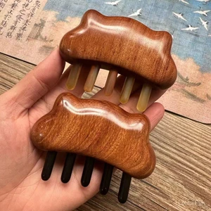Gỗ Đàn Hương Sừng Đen Massage Lược Dễ Thương Mèo Con Đầu Tai Kinh Tuyến Bàn Chải Toàn Thân Máy Mát Xa Móng Vuốt Tự Nhiên Lược Làm Dày Toàn Bộ Sản Xuất Gỗ