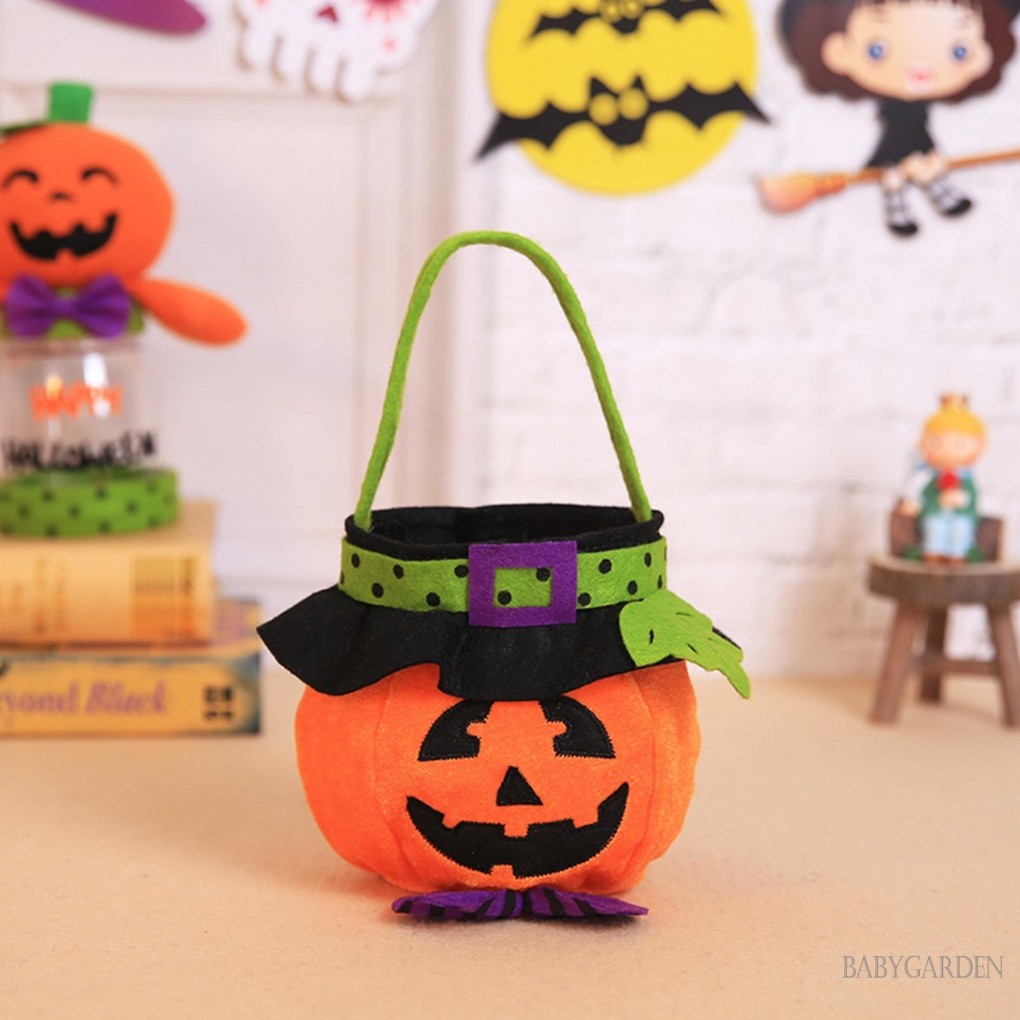 Túi Kẹo Halloween Cho Trẻ Em Lừa Hoặc Điều Trị Túi Goody Túi Bí Ngô Không Dệt Có Tay Cầm