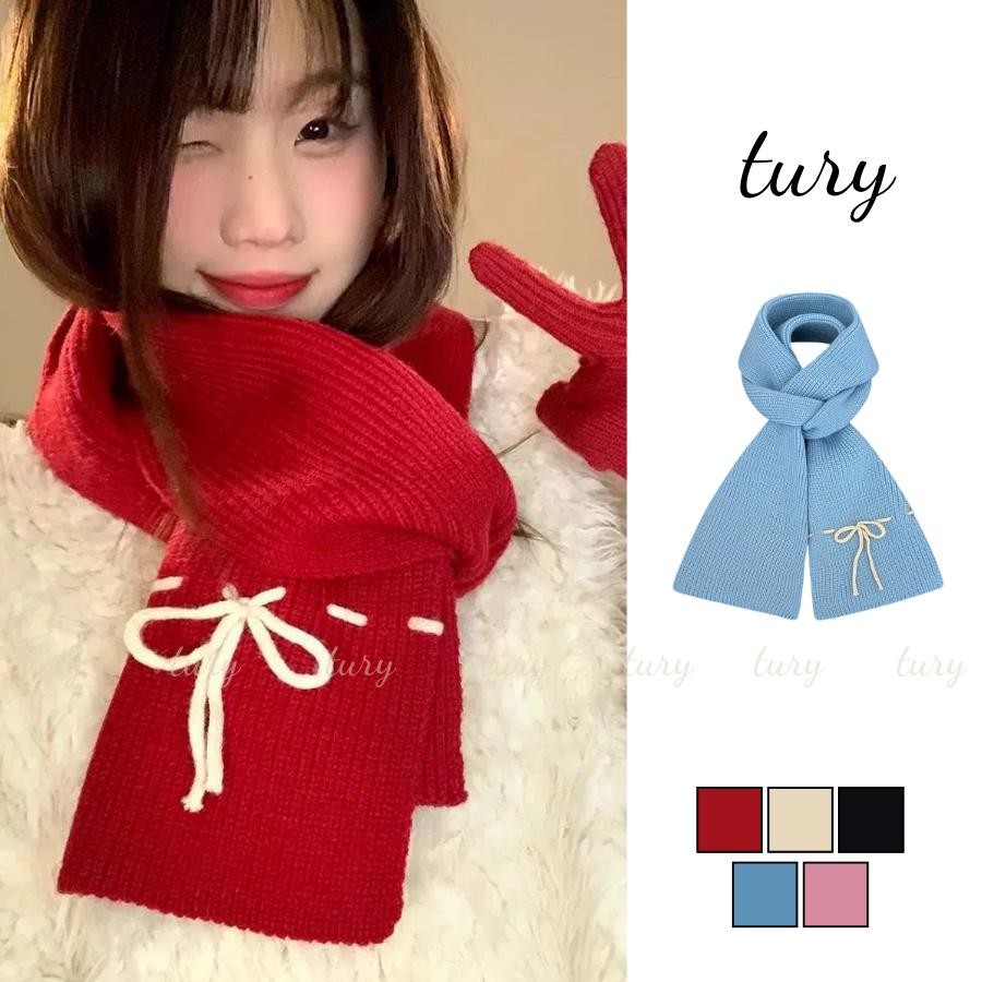 Khăn Quàng Cổ Len Unisex Nam Nữ - Tury - Khăn Choàng Cổ Len Phối Nơ Dễ Thương - LN142
