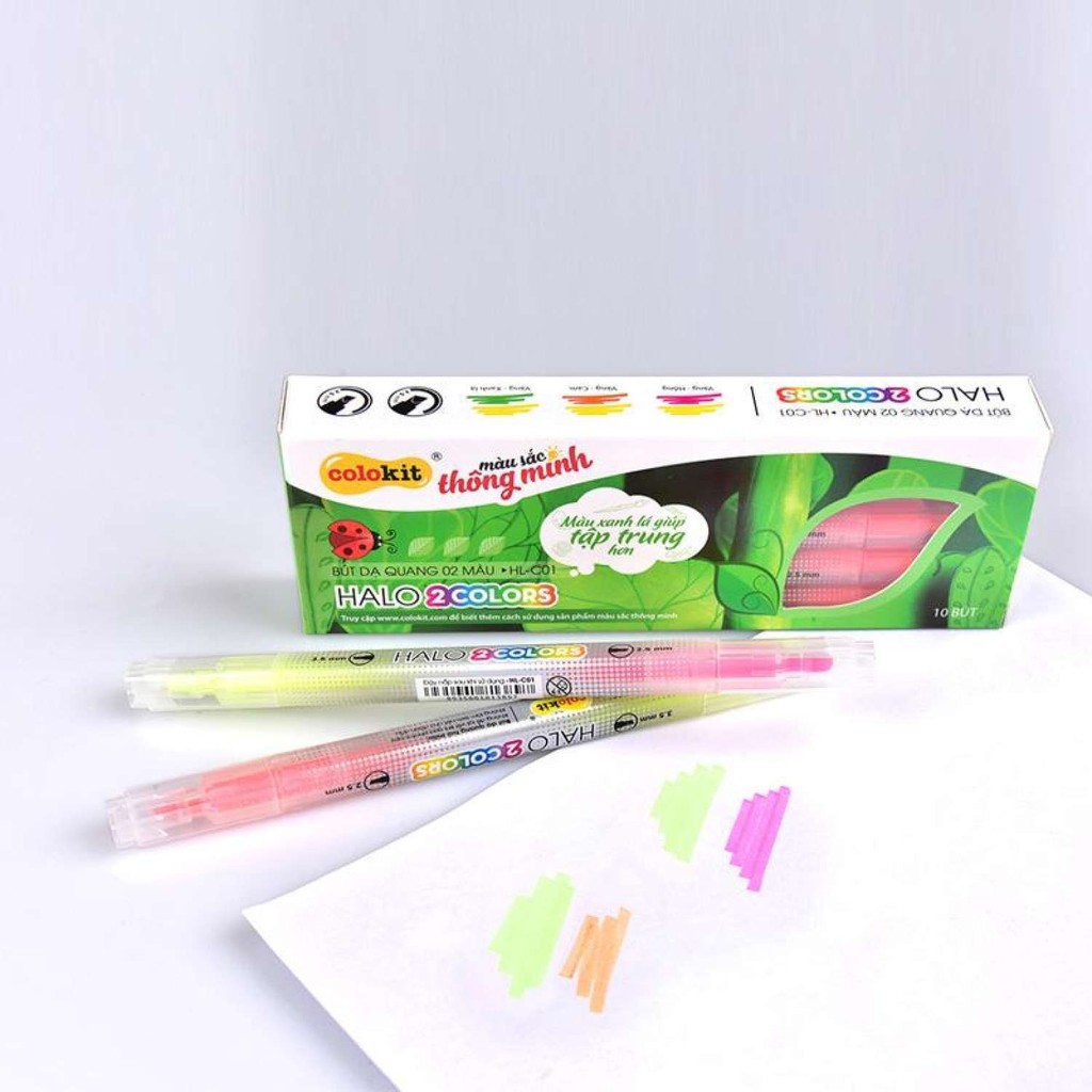 Bút dạ quang 2 đầu 2 màu Colokit HL-C01 (1 cây)