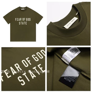 Chất lượng cao FEAR OF GOD STATE Phong cách Preppy Sản phẩm mới Áo thun ngắn tay in hình
