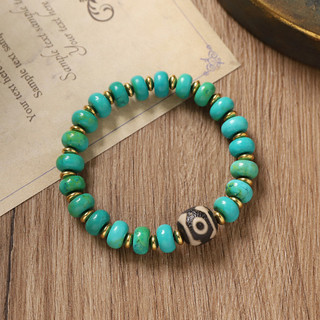 Vòng tay phong cách dân tộc cổ điển Tây Tạng từ xương bò và hạt ngọc lam, phù hợp nam nữ